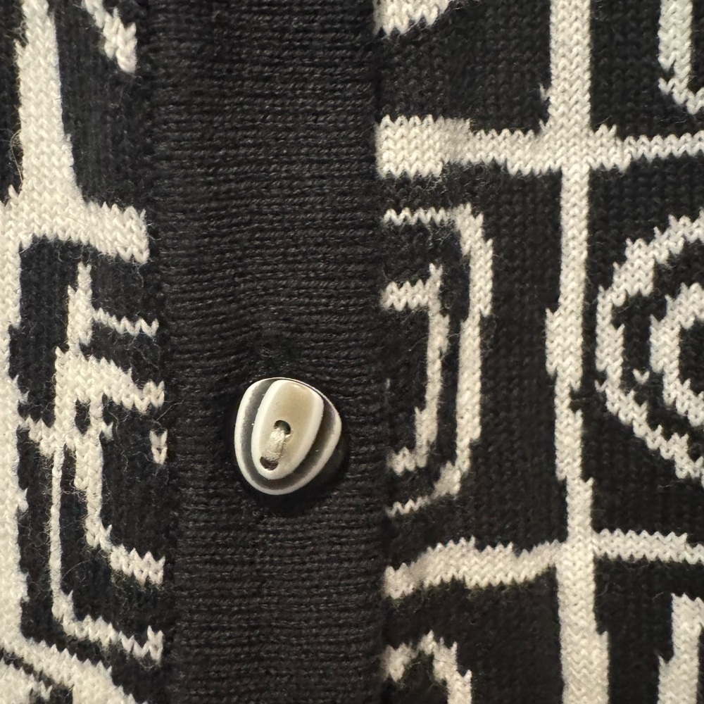 Vintage Bleyle Black White Button Up Sweater S 100% Cotton Retro Geometric - Picture 6 of 14